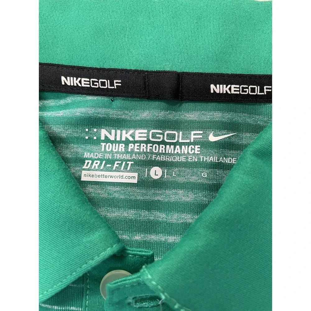 Nike Golf Polo Shirt Mens Sz L Green Short Sleeve Dri-Fit Casual Stretch SI18